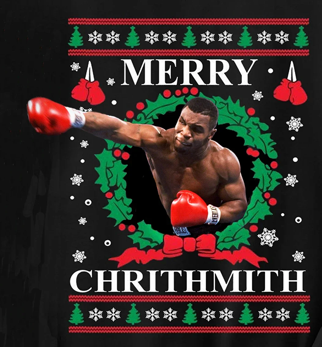 Mike Tyson Merry Chrithmith Boxing Xmas Gift T-Shirt New 100% Cotton O-Neck Short Sleeve Casual Mens T-shirt Size S-3XL