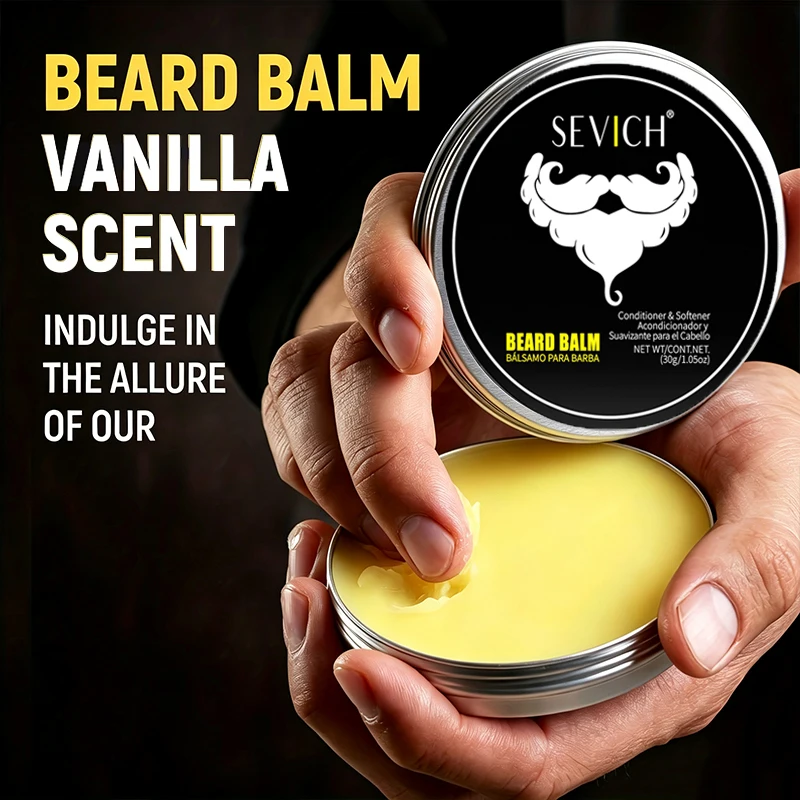 Men's Beard Balm Wax Non-Greasy Refreshing Smooth Beard Butter Cream Natural Long-Lasting Styling for Beard Grooming Maintenance