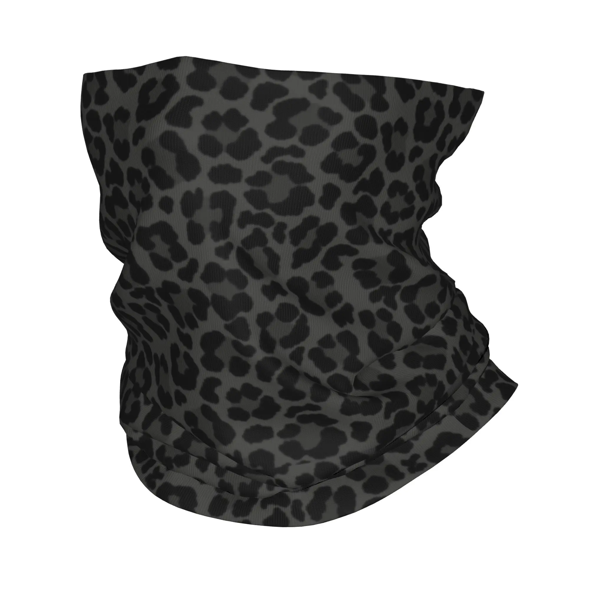 Custom Black Leopard Print Bandana Neck Gaiter for Ski Running Men Women Wrap Scarf Fashion Animal Skin Headband Warmer