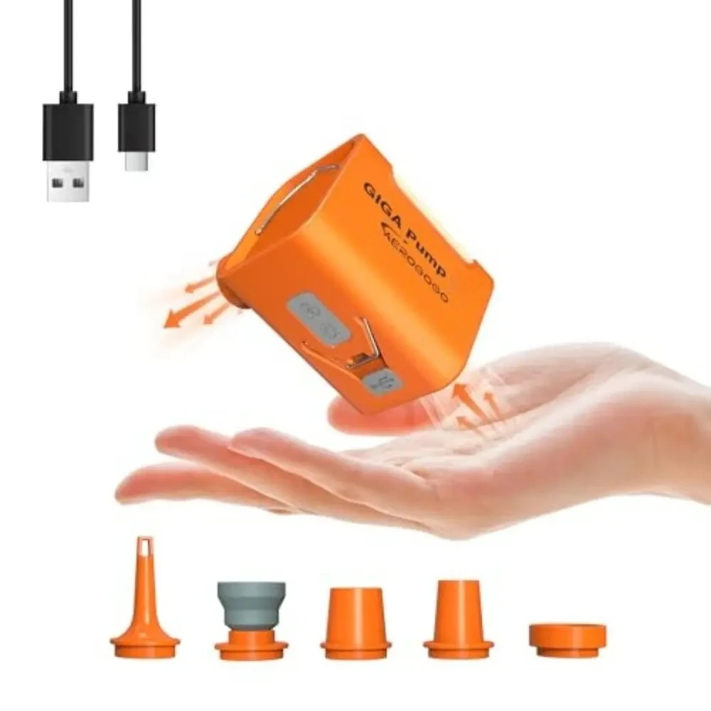 Bomba de Ar Portátil GIGA Pump 3.0 3 em 1: Lanterna de Acampamento, Bomba de Vácuo e Inflador Elétrico para Colchões Infláveis e Sacos a Vácuo