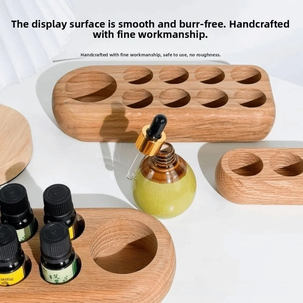 Household Wood Essential Oil Storage Rack Portable 3/9 Grids Desktop Display Rack with Partition Display Stand For Beauty Salon