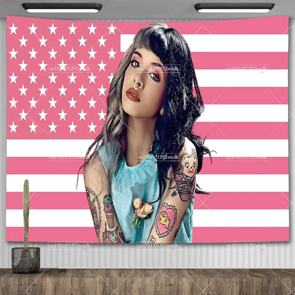 Melanie Martinez American USA Flag Cry Baby Crybabies Meme Wall Tapestry Aesthetic Room Decoration USA Flags Party Backdrops