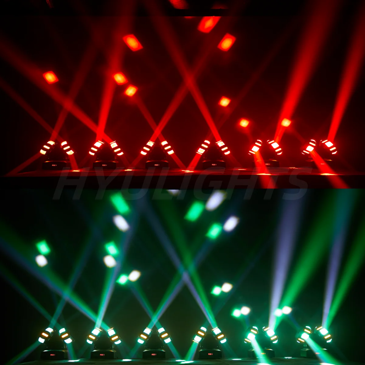 Imagem -03 - Cabeça Dupla Led Beam e Strobe e Laser 3in Cabeça Móvel Vermelho Dourado Brilhante e Verde Efeito Estrela do Laser 140w 8x12w Rgbw 8x5w