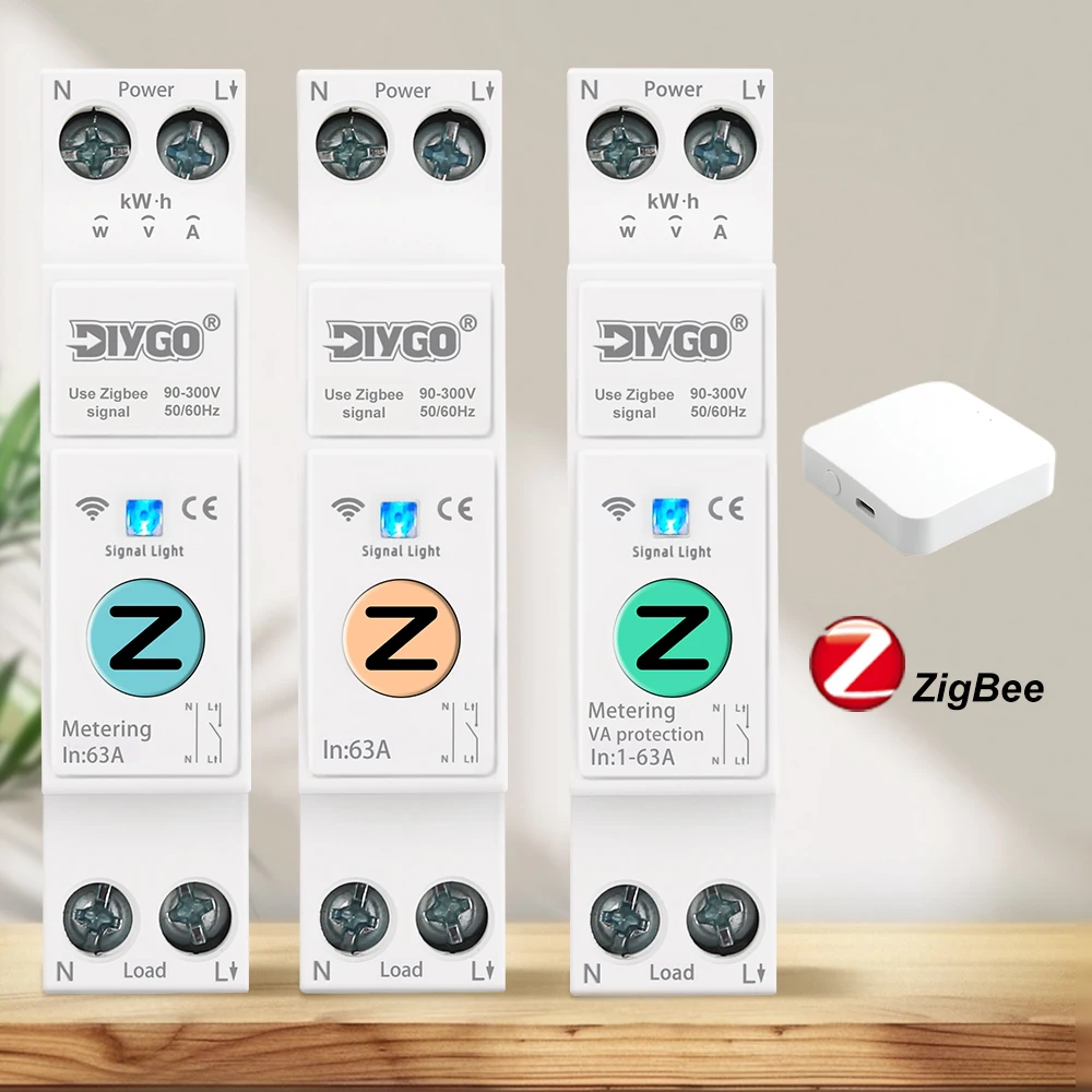 WIFI Circuit Breaker Zigbee Wireless Remote Control Over/Under Voltage Protection Current Power Protect Real-Time Monitoring 63A