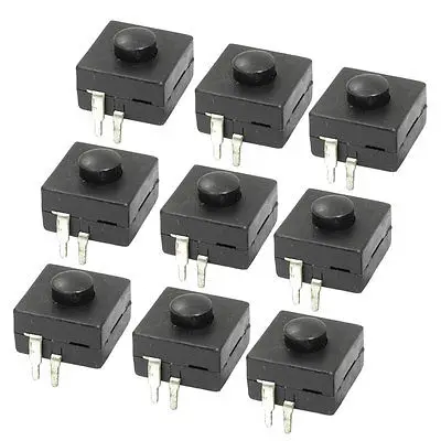 DC 50V 0.5A 2 Pin Round Push Button Square Torch Switch Black