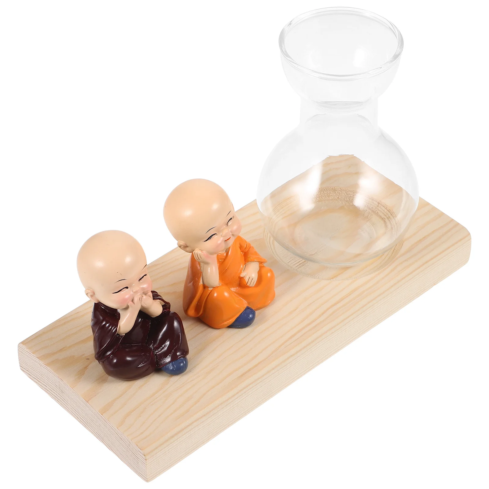 

1 set 1 Set Of Wooden Stand Glass Vase Small Plant Terrarium Clear For Home Decor Flower Vase Glass Planter Desktop Propagation