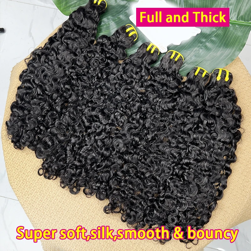 

Vietnamese Raw Double Drawn Burmese Curly Bundles Unprocessed 100% Human Hair Extensions For Women #1B Natural Color 10-24inch