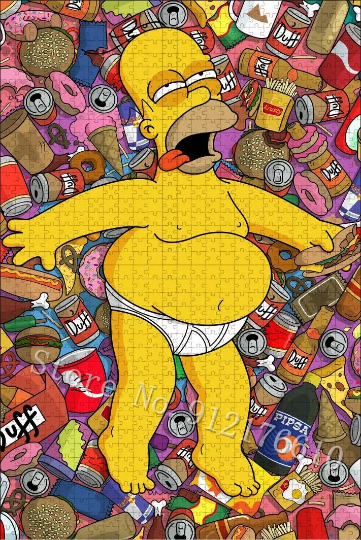 Divertente cartone animato 300/500/1000 pezzi Puzzle Disney Anime Il gioco di famiglia Simpson Decomprimere giocattoli educativi di puzzle di carta