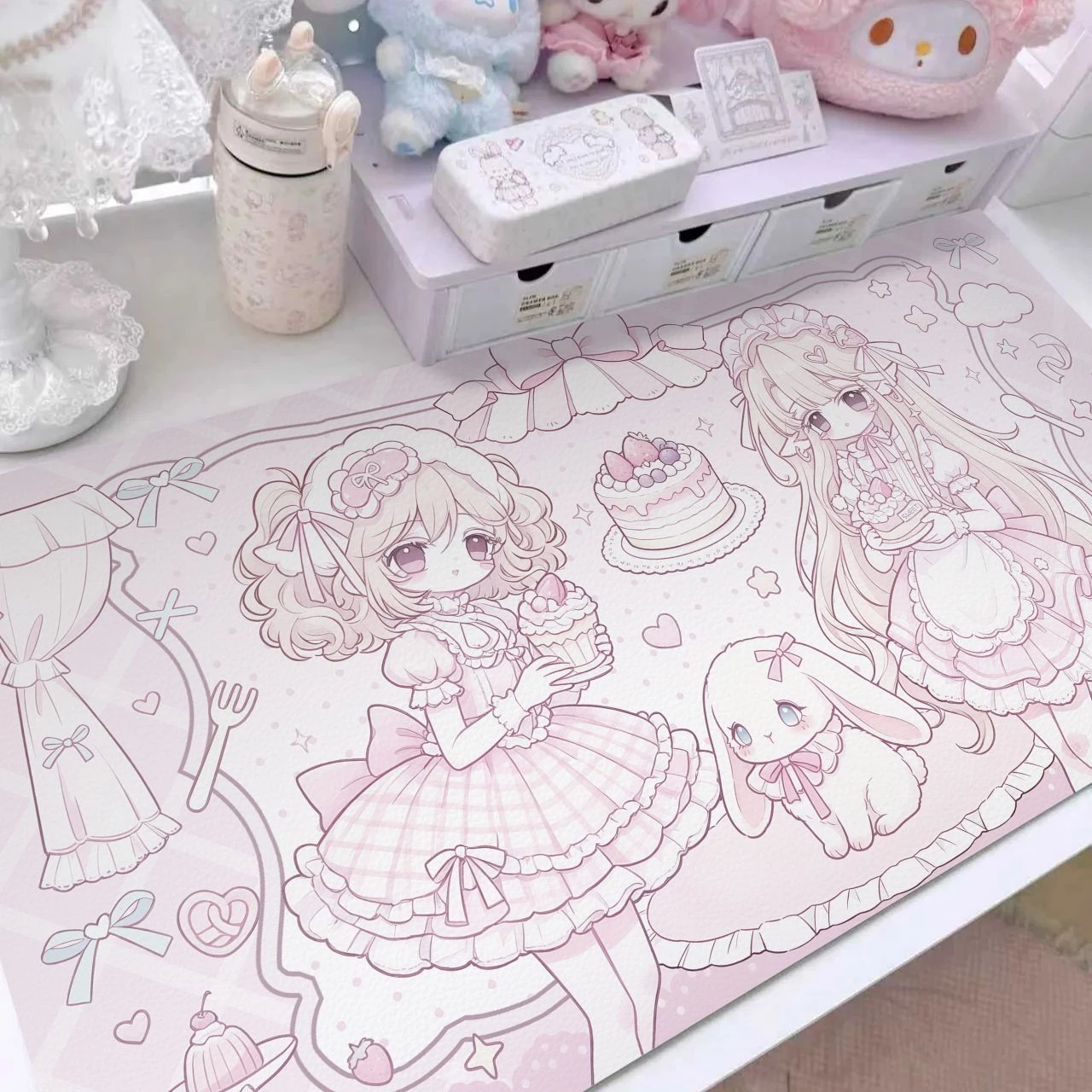 Pink Princess PU Leather Mousepad Office Desk Mat Mouse Pad Computer Game Speed Type Carpet Player Laptop Keyboard Mat Cartoon