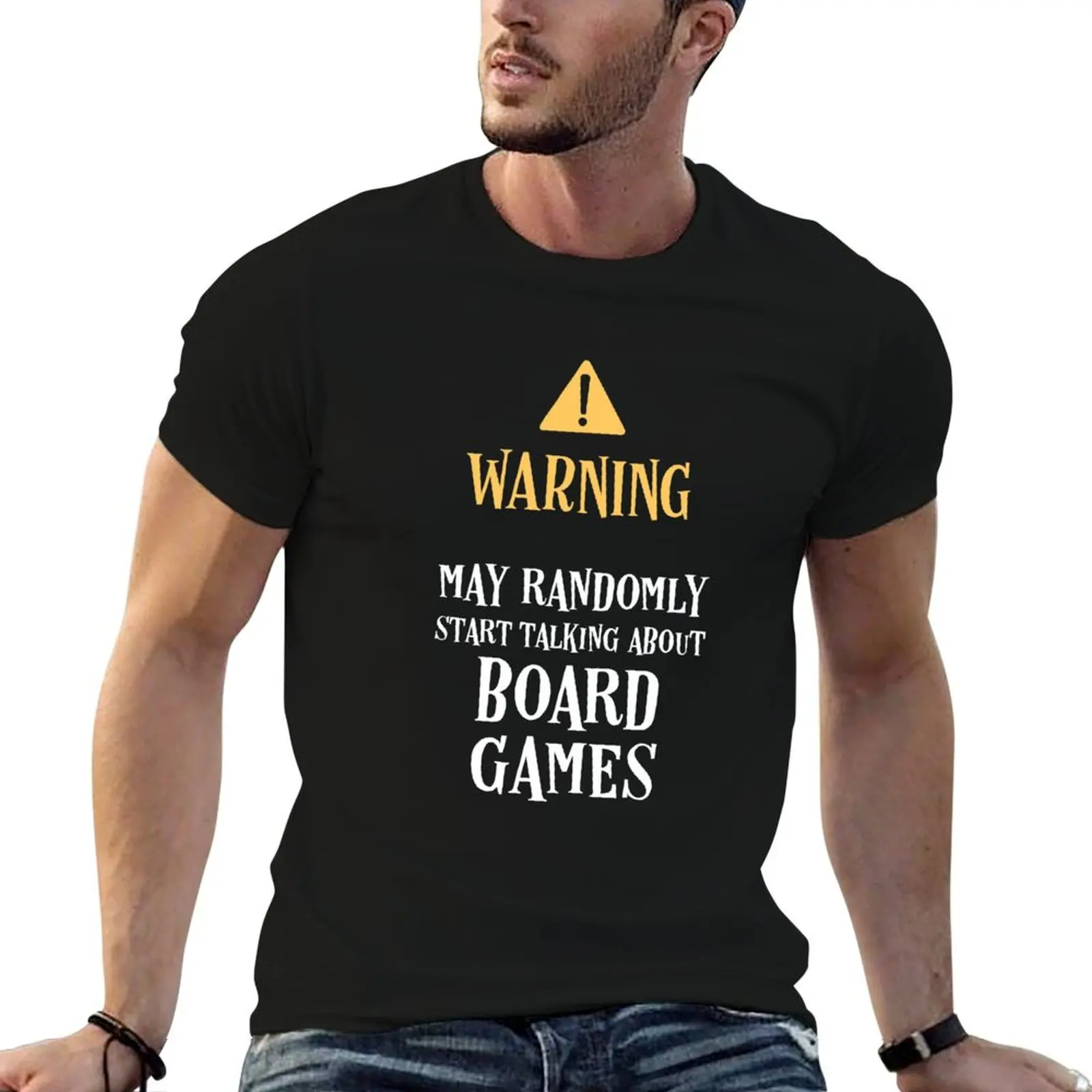 Warning May Randomly Talk About Board Games T-Shirt funny t shirts dark humor cotton t shirt man t shirts cotton 100% T-shirt