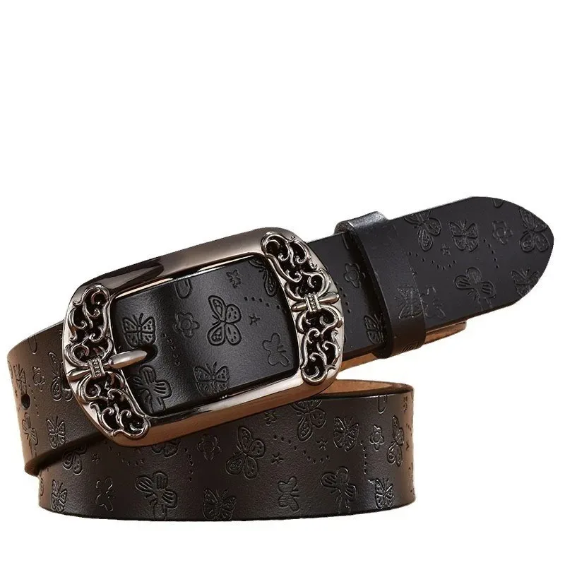 สุภาพสตรี Retro พิมพ์เข็มขัดหนัง PU เกาหลีรุ่นเข็มหัวเข็มขัด Casual กางเกงเอวอุปกรณ์เสริมแฟชั่น Accesssory