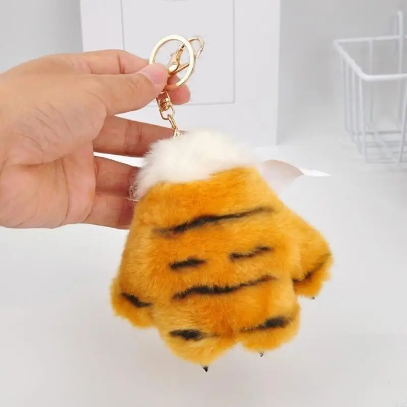 C63C Couche patte patte mignonne en peluche porte-clés pour à clés patte Paw Keychain Farmed Keychain
