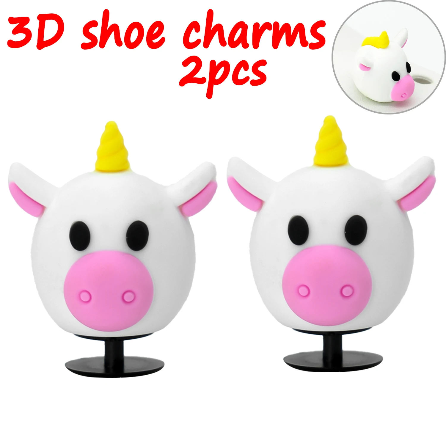 2 Stück 3D niedliche Tier-Schuhanhänger, Ente, Biene, Dinosaurier, Hund, Schuhdekorationen, Panda, Kuh, Anstecknadeln für Mädchen, Jungen, Kinder, Geschenke, Clog-Schnalle – Detail 24