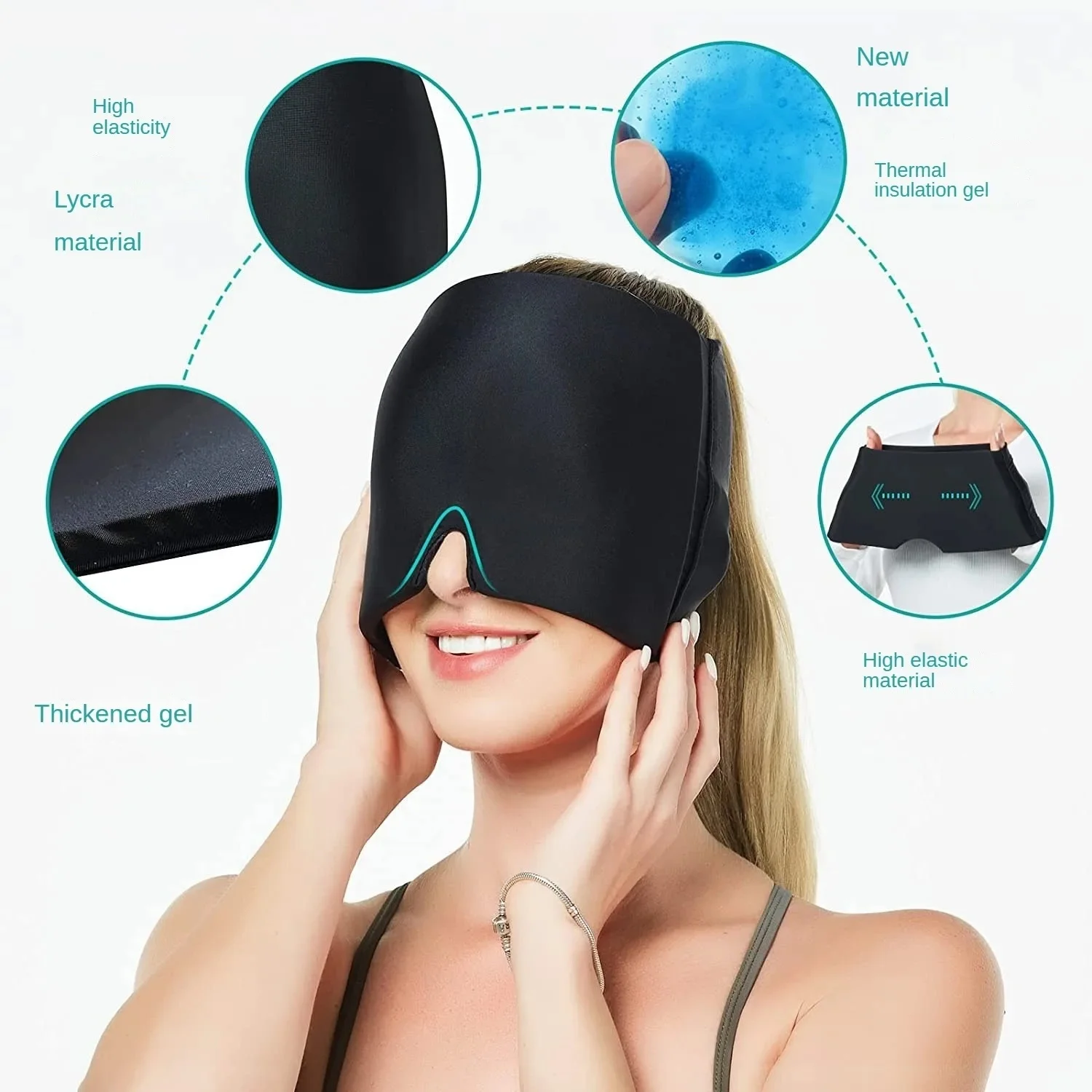 Headache Migraine Gel Cap, Ice Hat For Head, Head Ice Pack For Wrap, Smoothing Sleep Eye Mask, Effective For Tension，Fever image 5
