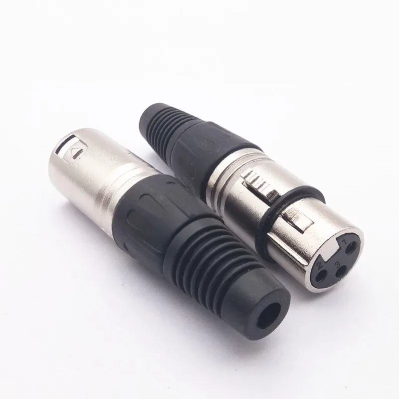 XLR 3-Pin Male/Female Audio Connector, Professional Cannon MIC Cable Plug Terminal, High-Conductivity Silver-Plated Contacts