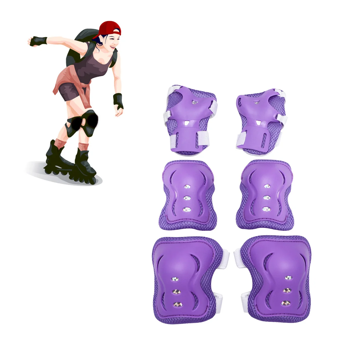 6 Pcs/1 Safety Gear Elbow Guard Knee Brace Bolster Cycling Protective Pads Skateboard Child