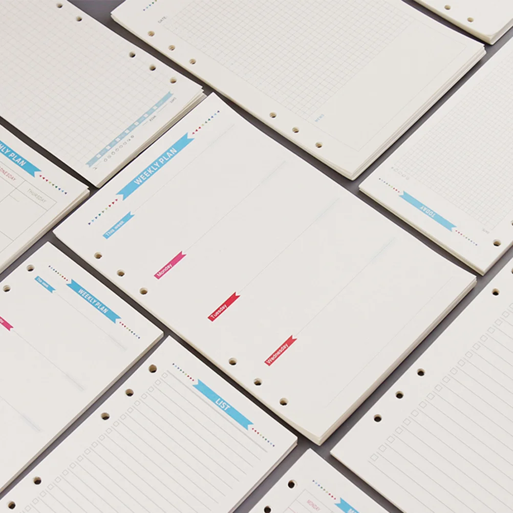 3 set di carta a fogli sciolti assortita mensile settimanale lista delle cose da fare A6 standard scrittura liscia ricariche di ricambio per fogli sciolti a 6 anelli