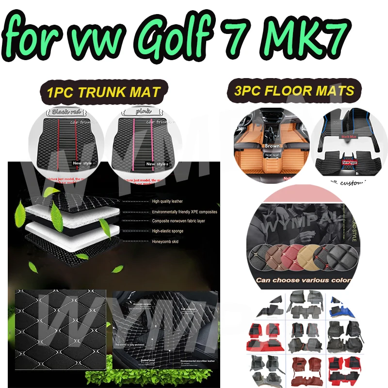 

LUXURY Car Floor Mats For VW vw Golf 7 MK7 2020 2019 2018 2017 2016 2015 2014 2013 Auto Interior Styling Protect Covers Carpets