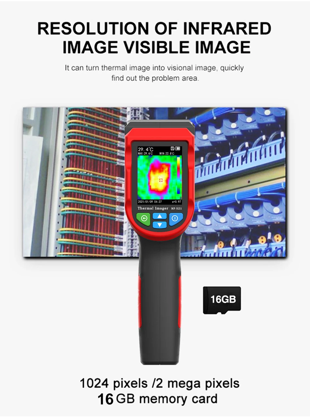 NOYAFA NF-521 Professionelle Wärmebildkamera -20~400 ° C Wärmebildkamera, tragbare Wärmebildkamera für die Heiminspektion – Detail 3