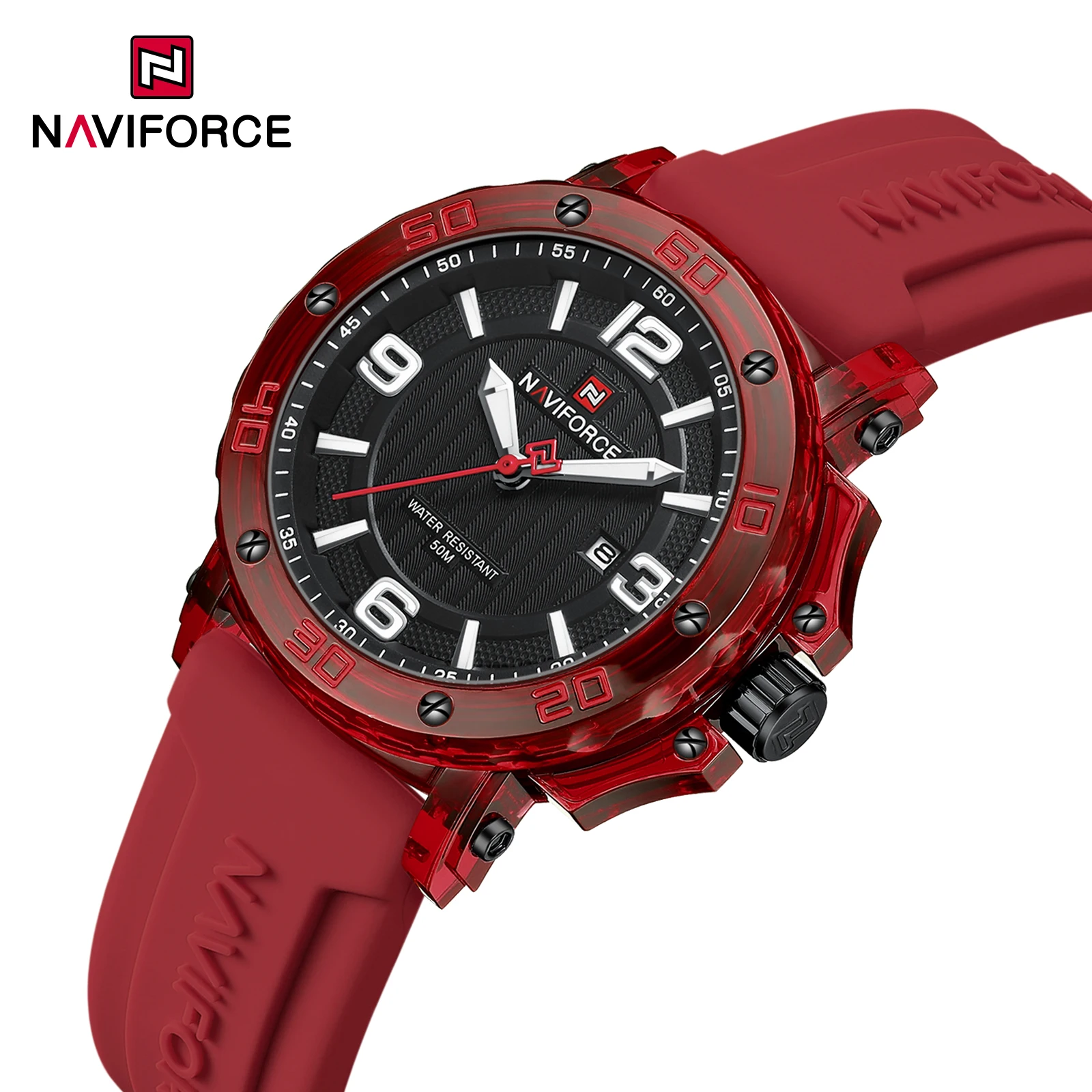

NAVIFORCE NF7125 Модные женские кварцевые часы со светящимся водонепроницаемым силиконовым ремешком Модные спортивные часы для женщин