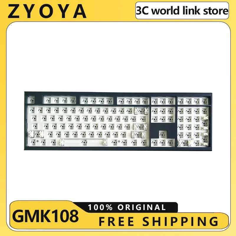 

ZYOYA GMK108 Keyboard Kit 3Mode Bluetooth Wireless Hot Swap Custom RGB Gasket 1000Hz for Mechanical Keyboard VIA/QMK PC Office