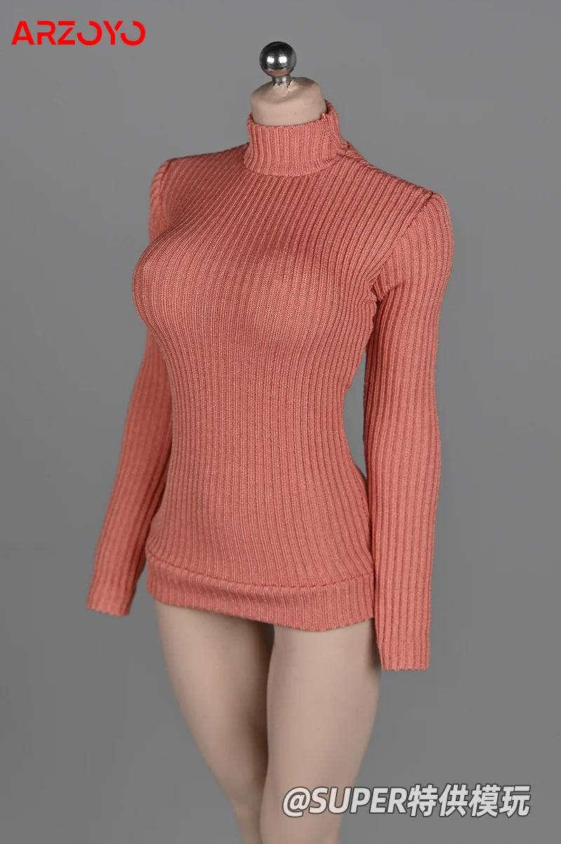 1/6 1/12 Scale Female Stretch Tight Sweater High Collar Striped Bottoming Shirt Clothe Model Fit 12'' Soldier Action Figure Body