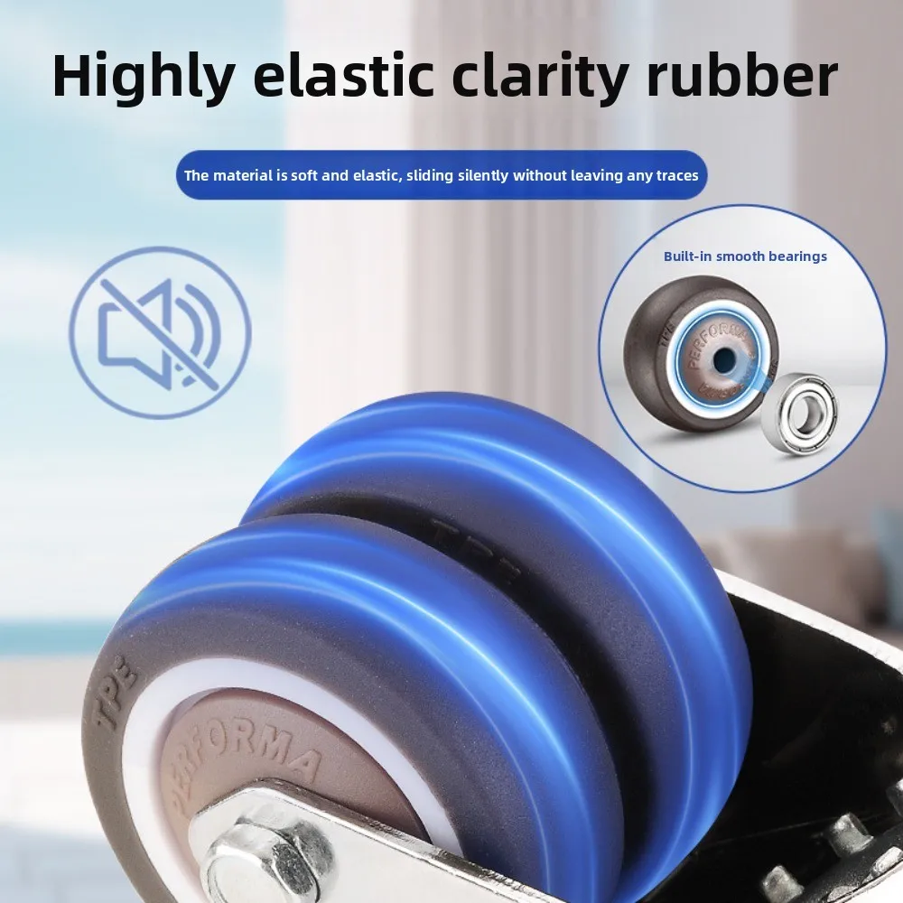 4PCS Casters Wheels 2 inch Heavy Duty Swivel Soft Rubber Roller with Brake for Platform Trolley Furniture Wheels