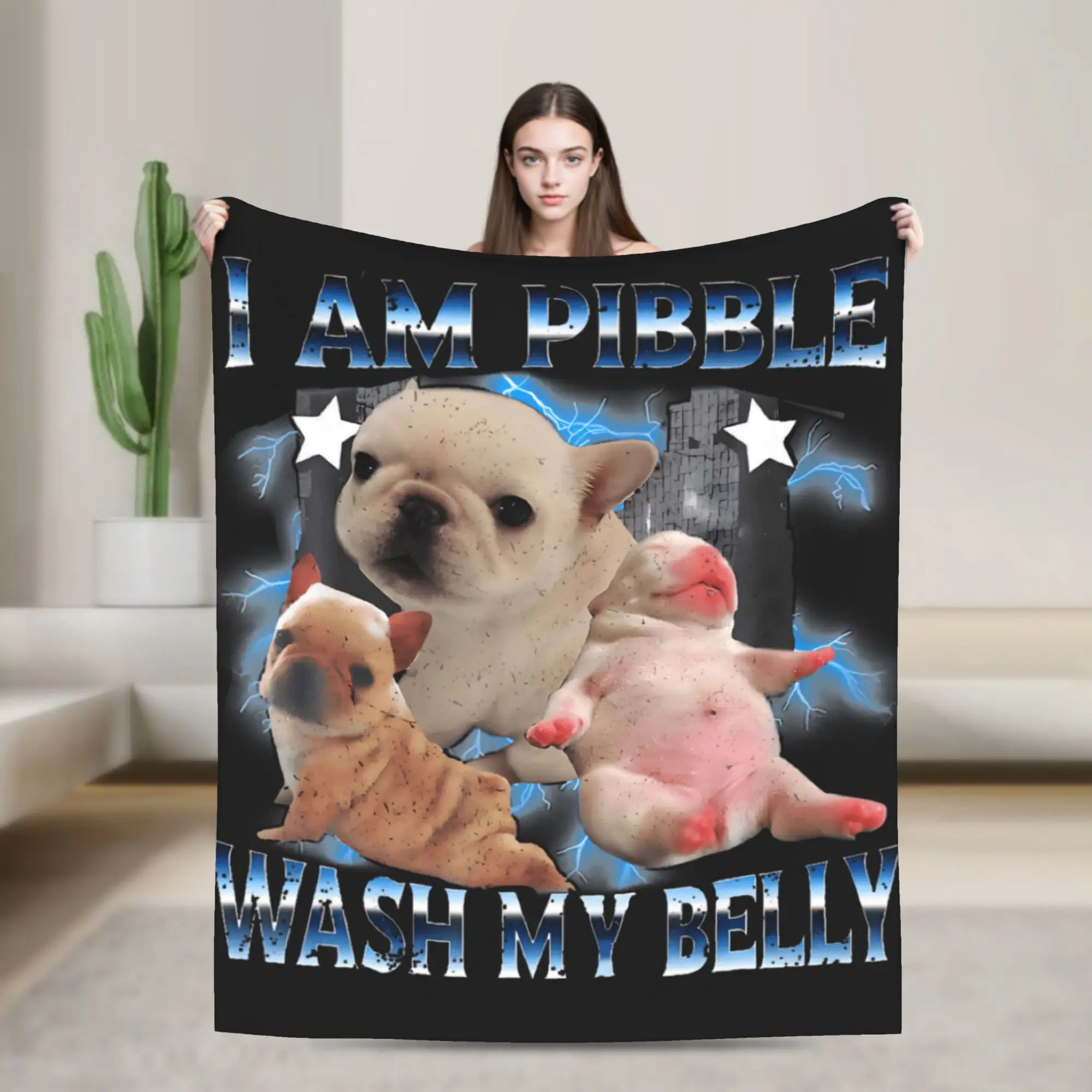 Soft Warm BlanketKids Picnic I Am Pibble Wash My Belly Pibble Meme Bedding Throws Flannel Bedspread For Home Decor Bed Cover