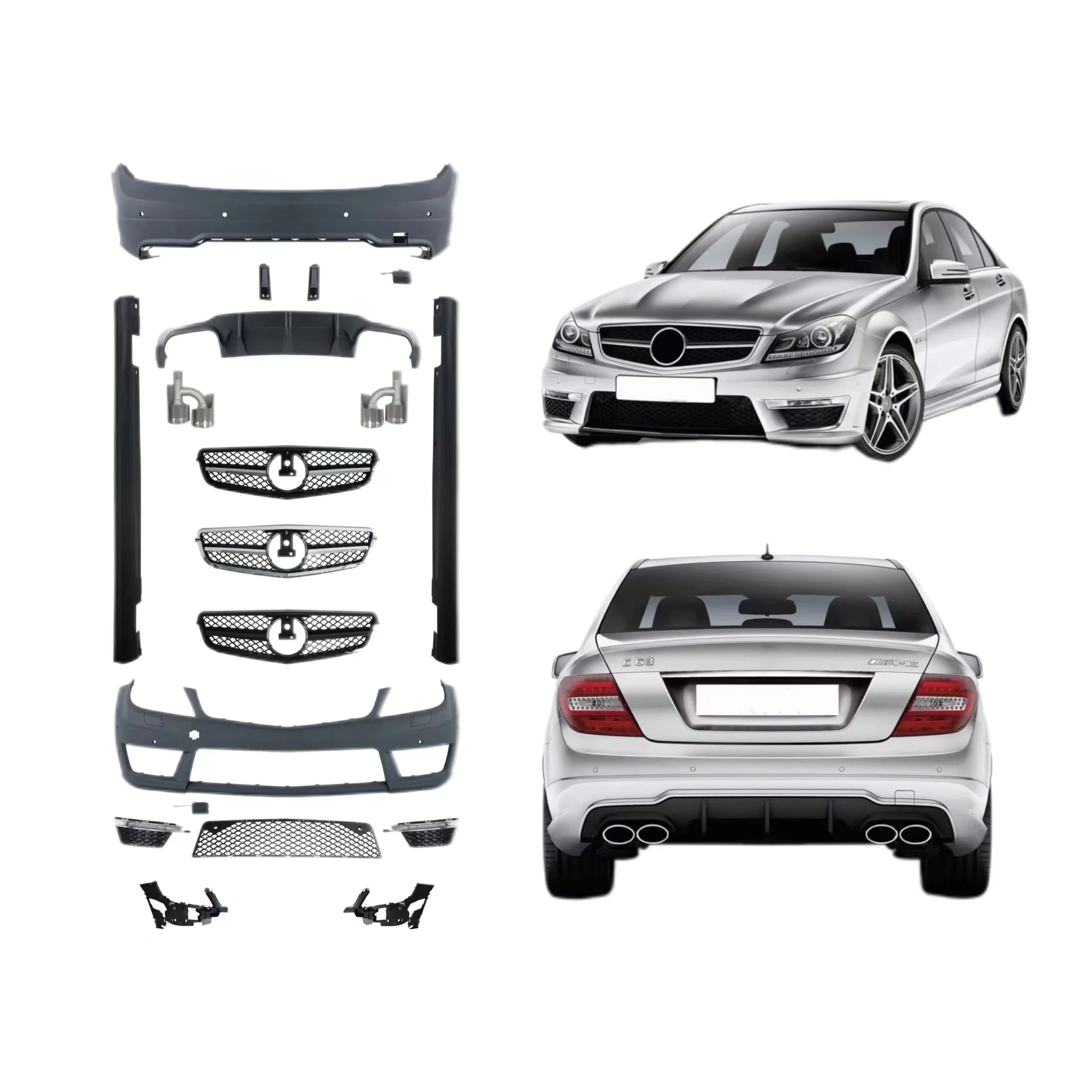 Full Car Body Kit for Mercedes benz C class  W204 C200 C260 C300 2008-2014 upgrade to C63 AMG