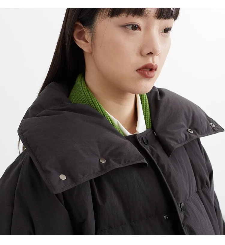 White Duck down Puffy Jacket~~New Winter down Jacket Versatile Thick Coat for Women~Detachable Collar