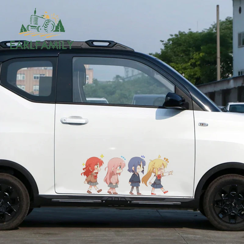 EARLFAMILY 43cm  X 19.3cm Hitori Gotoh Car Stickers Anime Girls Line Walk Skateboard Decal DIY Windshield Window Trunk Decor