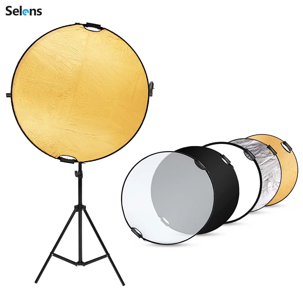 Portable 5in1 Photography Reflector Handheld Multi-folding With Adjustable Height Lamp Holder For Studio Outdoor Multi Shooting