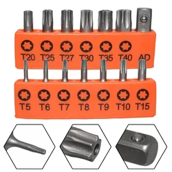 14 sztuk 25mm końcówki wkrętakowe Torx z otworem T5-T40 śrubokręt elektryczny 1/4 Cal Adapter przedłużacz sześciokątny klucz gwiazdowy narzędzia