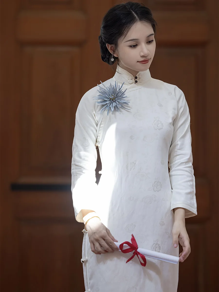 

Элегантный лонгслив с воротником-стойкой в стиле ретро Republic of Chi для повседневной носки