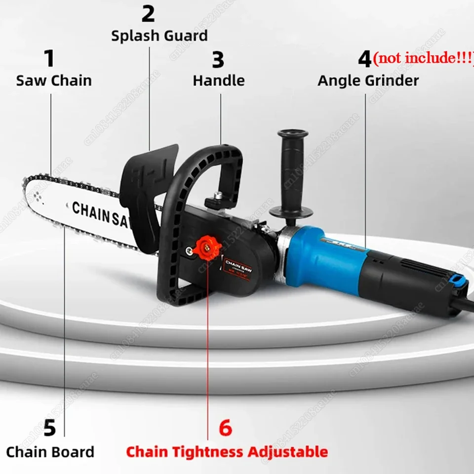 

New 12 / 16Inch Chainsaw Attachment For Angle Grinder, Electric Chain Saw With Transparent Fuel Tank, Logging Saw