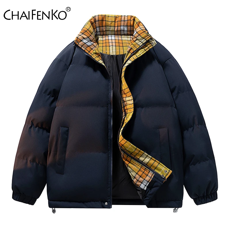 

Зимнее утепленное мужское пальто с воротником-стойкой, уличная свободная универсальная однотонная куртка, новая модная повседневная теплая ветрозащитная мужская парка