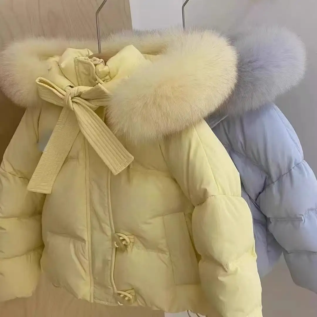5-15 Years Girls Warm Jacket Children's Down Jacket Kids Large Fur Collar Thickened Boys Waterproof Teenagers Winter Coat