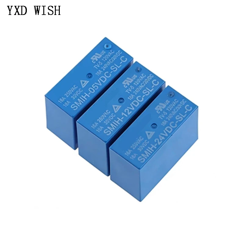 5PCS SMIH-05VDC-SL-C SMIH-12VDC-SL-C SMIH-24VDC-SL-C 05 12 24 V Relays 250V 16A 8PIN SMIH-05V 12V 24VDC-SL-A 6Pin Relay