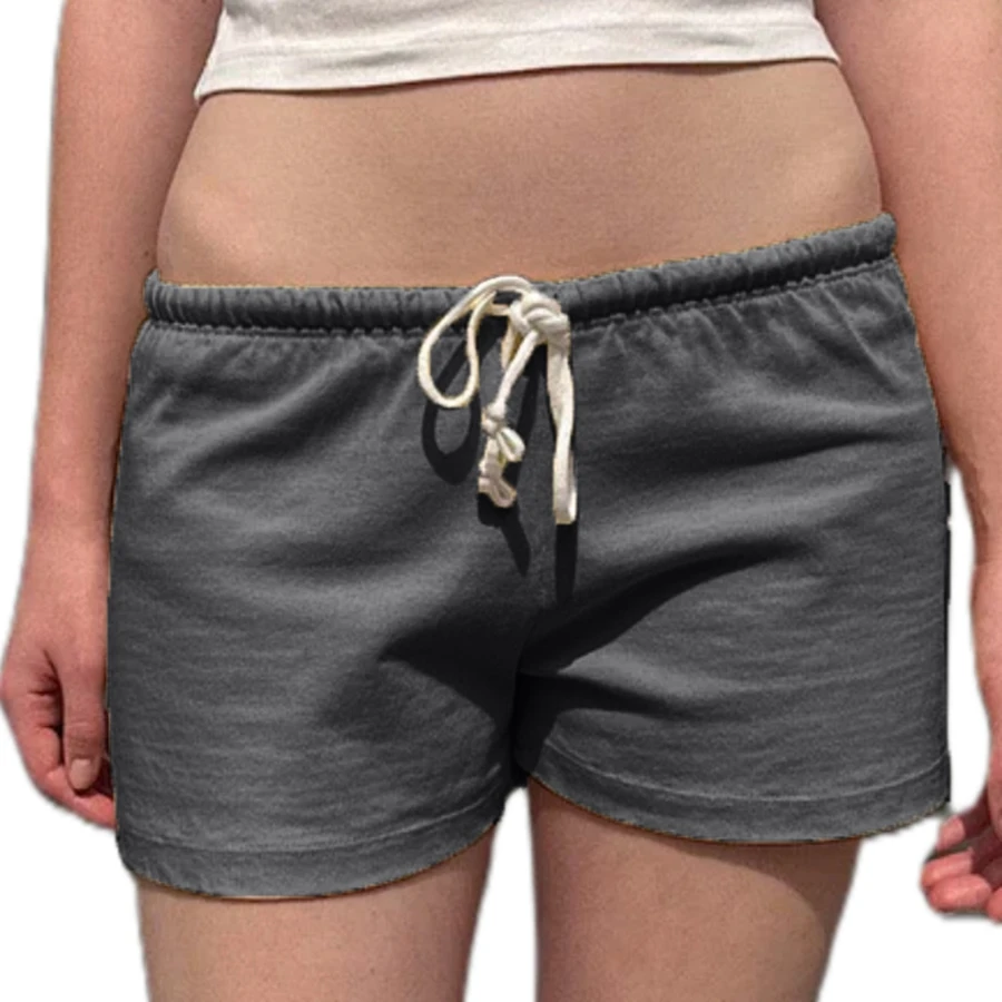 شورت نسائي أساسي برباط كاجوال أنيق بلون سادة منخفض الارتفاع لجميع المواسم