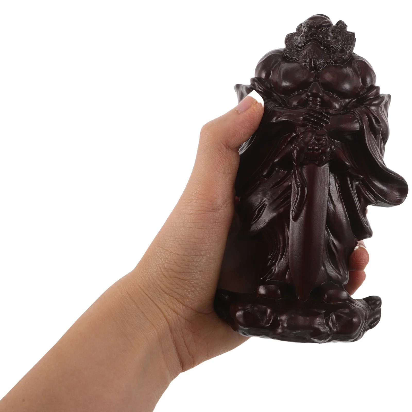 

Chinese Wood Zhongkui Feng Shui Statue Protective Guardian for Desk Home Good Luck Ornament Chinese Style Statue