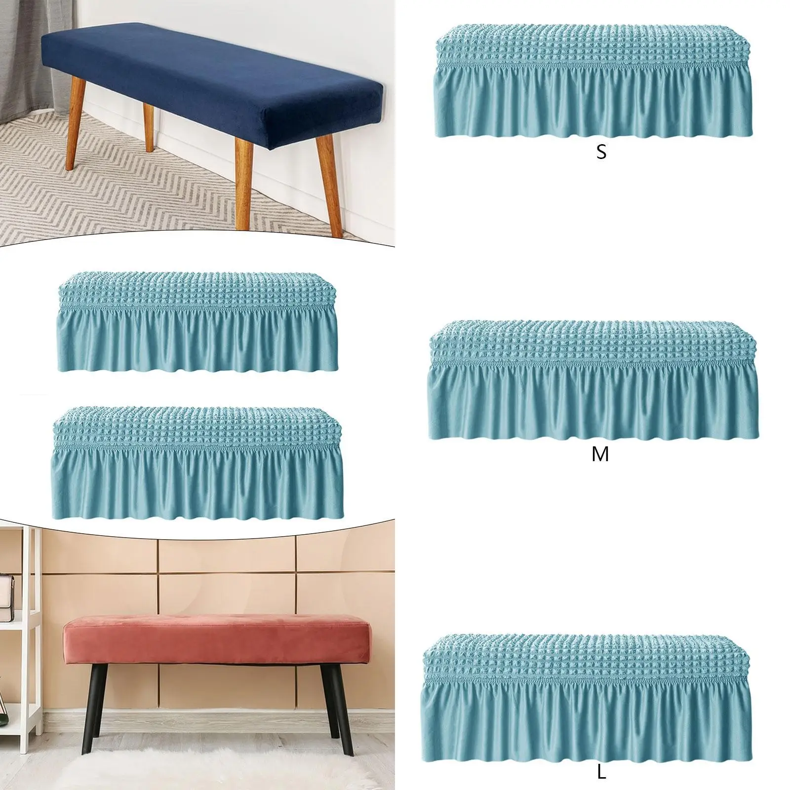 Bench Slipcover Dustproof Rectangle Bench Cover for Restaurant Bedroom Hotel