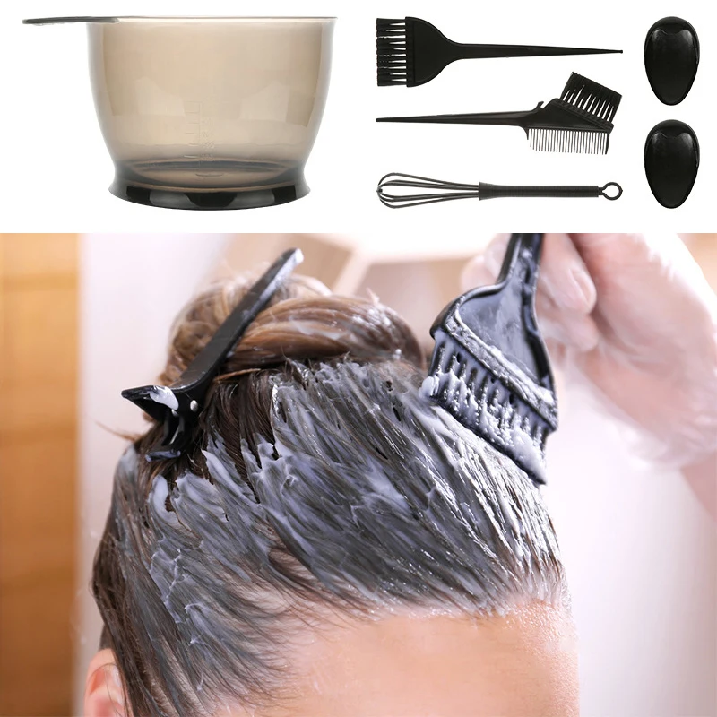 Haarfarbe Farbe Pinsel Schüssel Set mit Ohr Kappen Mischstab Haar Tönung Sterben Färben Applikator Pinsel Friseur Stil Zubehör – Detail 3