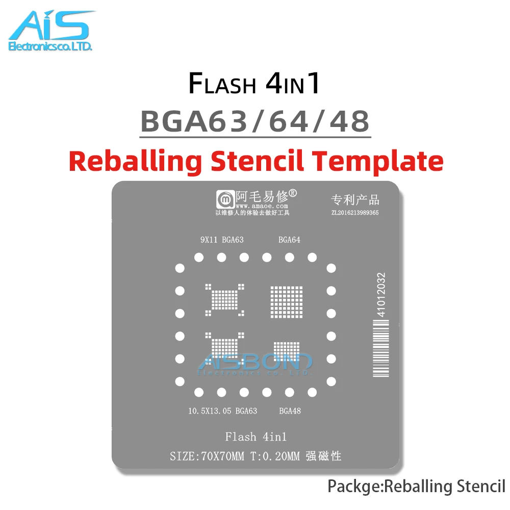 Amaoe BGA63 BGA64 BGA48 Reballing Stencil Template For NAND Flash memory Positioning Solder Plate Tin Net image 3