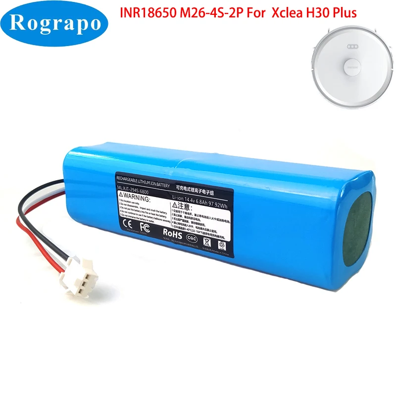 New 14.8V 6800mAh INR18650 M26-4S2P T-4S7P-A BV300A Battery For XCLEA H30 Plus Smart Robot HEXO Pro Vacuum Cleaner