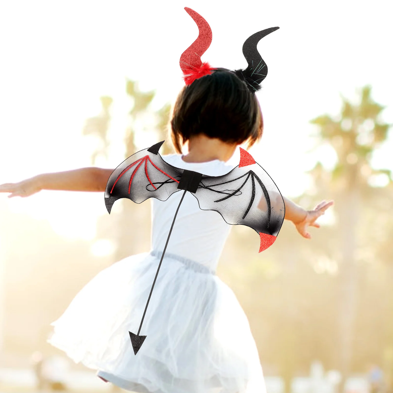 

Halloween Accessories Demon Wings Set Outfits Evil Costume Headband Cloth Costumes for Adults
