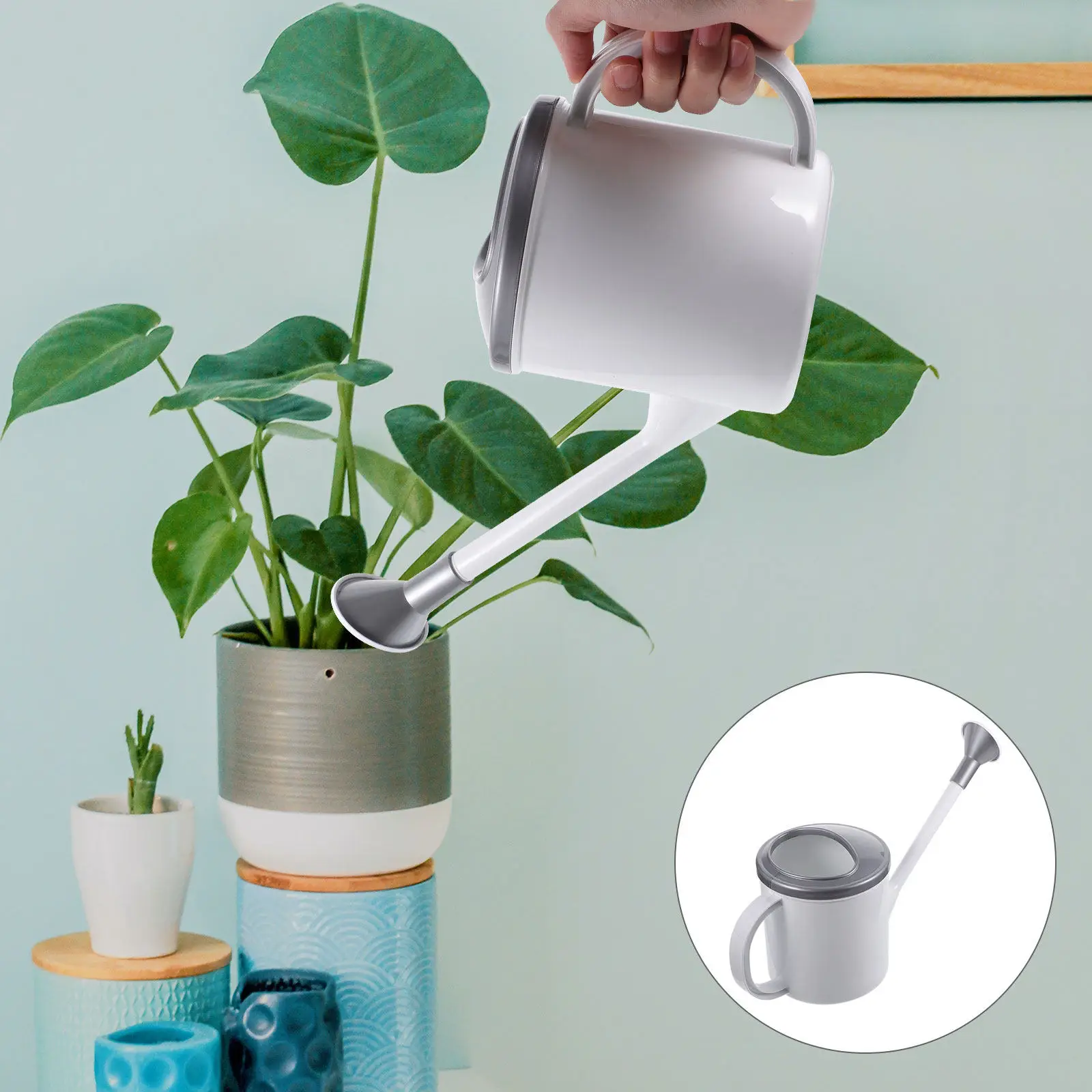 Household Watering Can Long Spout Stable Plastic Watering Pot Ergonomic Handle Convenient Refill Indoor Outdoor Garden Plants