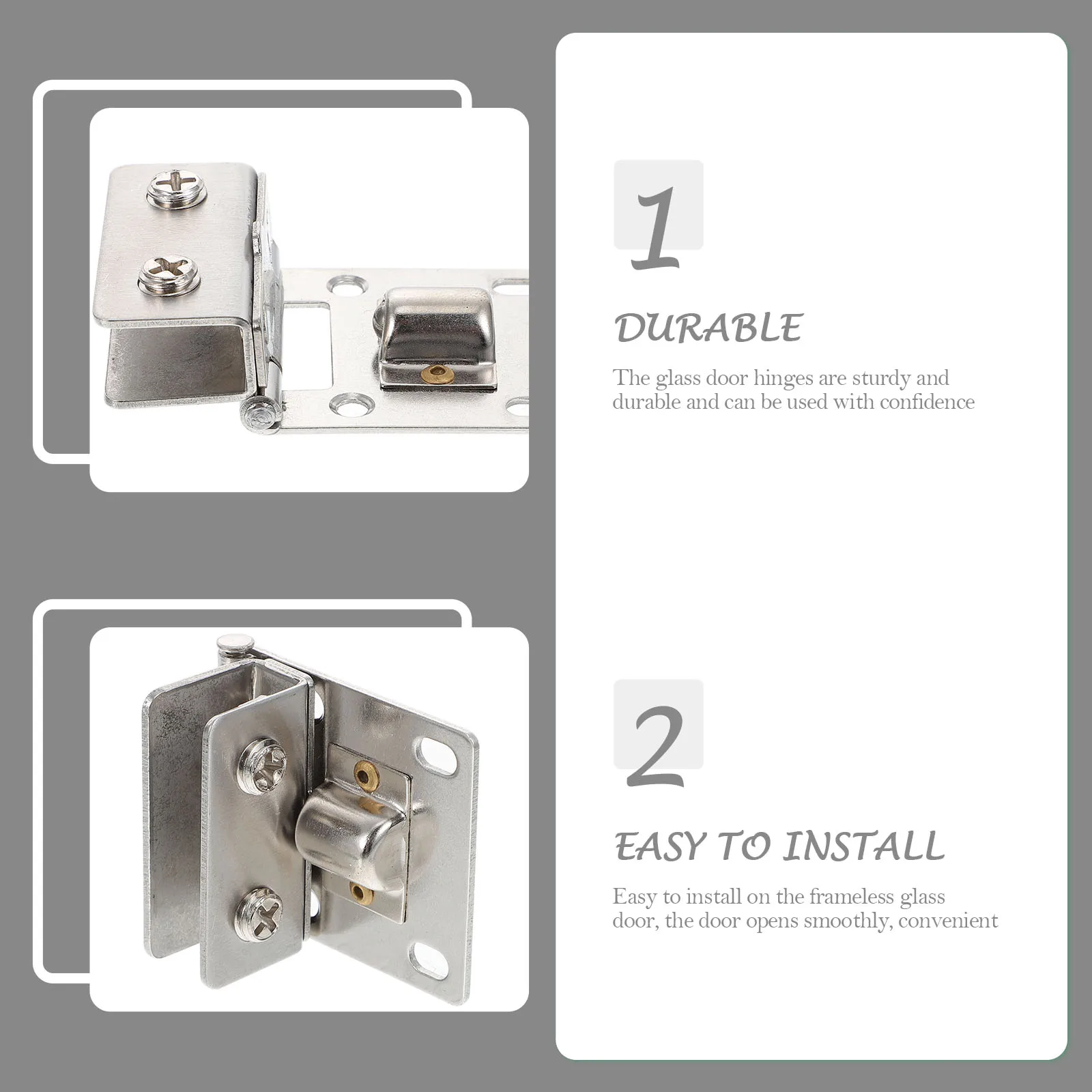 

4Pcs Frameless Glass Door Hinge Stainless Steel Clip Mount Pivot Hinge for Cabinet Shower Door 90 Degree Gate Hardware