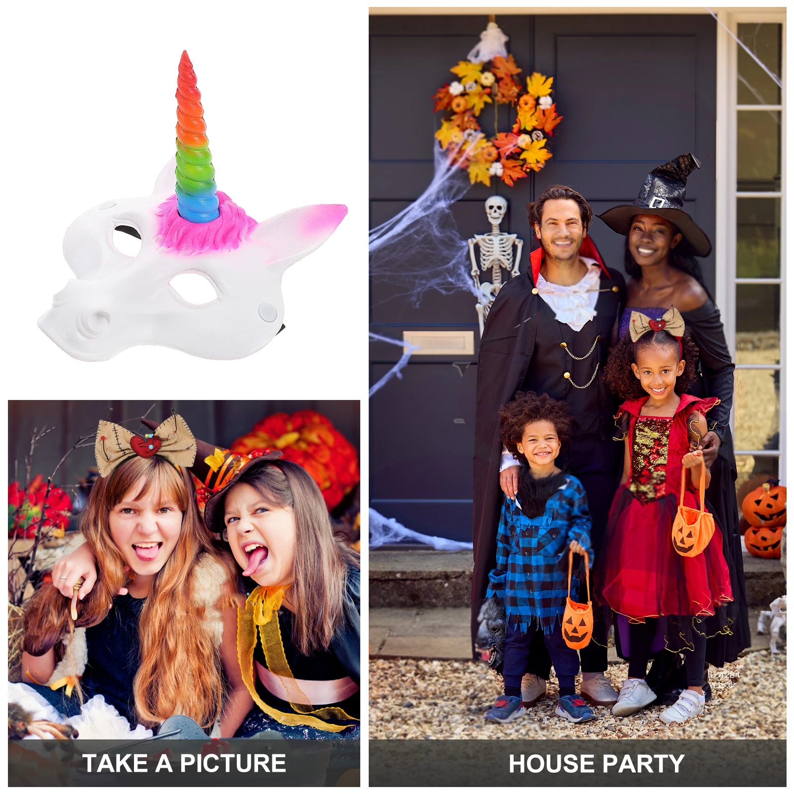 ユニコーンマスク 3D リアルな軽量 PU フォームマスクハロウィン仮装パーティー鮮やかな色レトログラス