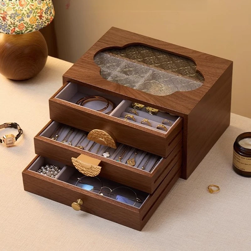 

Wooden Jewelry Storage Box Vintage Luxury Organizer Box Necklace Ring Earring Bracelet Display Stand Wedding Gift Jewelry Boxes