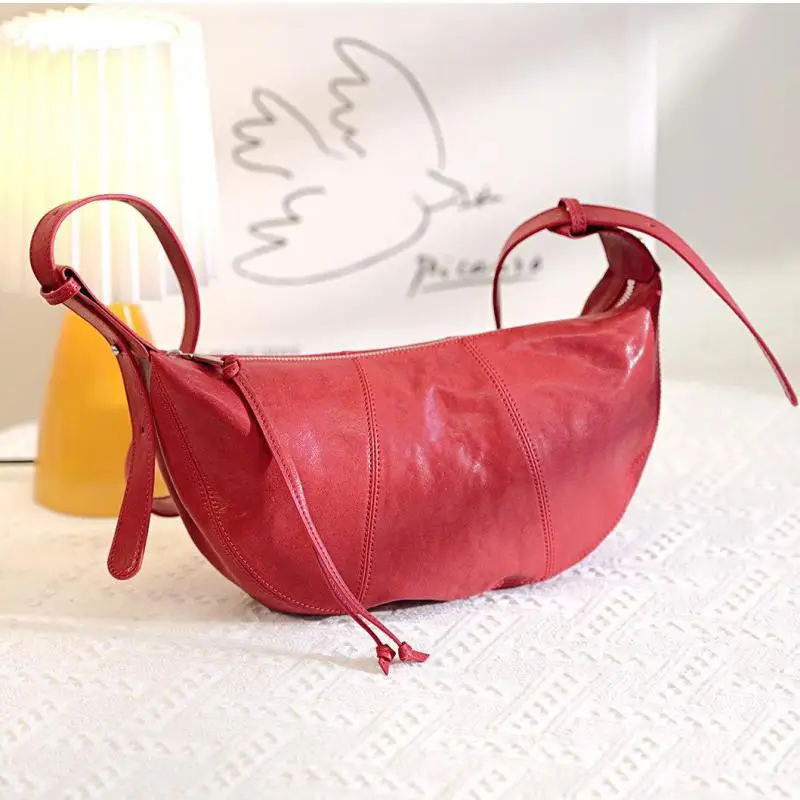 

outdoor daily travel luxury genuine leather women shoulder bag fashion vintage designer handmade real cow leather underarm bag